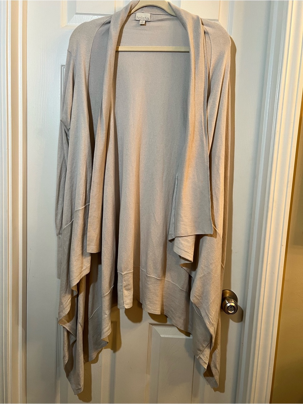 🦋 Holistia Light Gray Draped Open-Front Cardigan size small